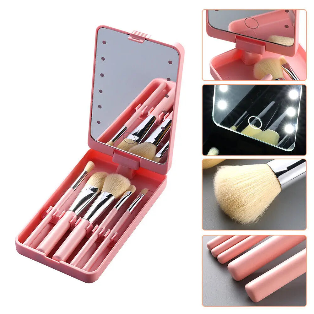 Espejo Led Rotativo con Brochas de Maquillaje🌟