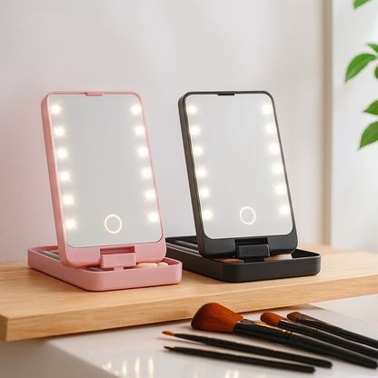 Espejo Led Rotativo con Brochas de Maquillaje🌟