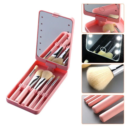 Espejo Led Rotativo con Brochas de Maquillaje🌟